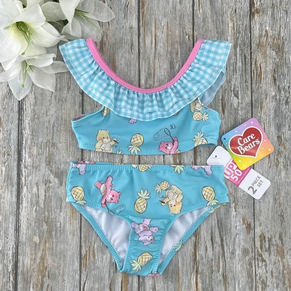 Toddler Girl Care Bears Ruffle Bikini Swimsuit Two-Piece, Size 4T